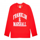  Βαμβακερή μακρυμάνικη μπλούζα, σε κόκκινο χρώμα, με λογότυπο, για αγόρι Franklin & Marshall 61911 