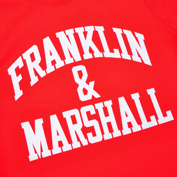  Βαμβακερή μακρυμάνικη μπλούζα, σε κόκκινο χρώμα, με λογότυπο, για αγόρι Franklin & Marshall 62542 7
