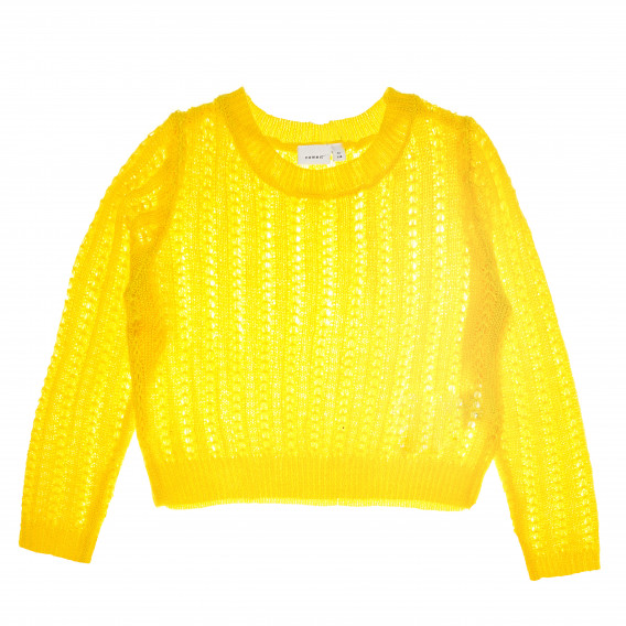 Βαμβακερό, μακρυμάνικο μπλουζάκι με κουμπιά, για κορίτσι, σε κίτρινο χρώμα Name it 62592 5