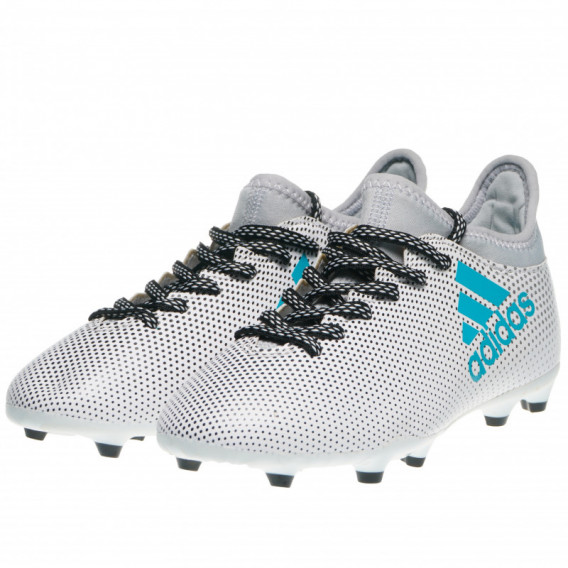 Παπούτσια ποδοσφαίρου με μαύρες και άσπρες βούλες για αγόρια Adidas 63222 