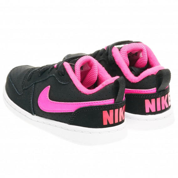 Μαύρα αθλητικά παπούτσια για κορίτσια με έντονο ροζ λογότυπο  NIKE 63268 2