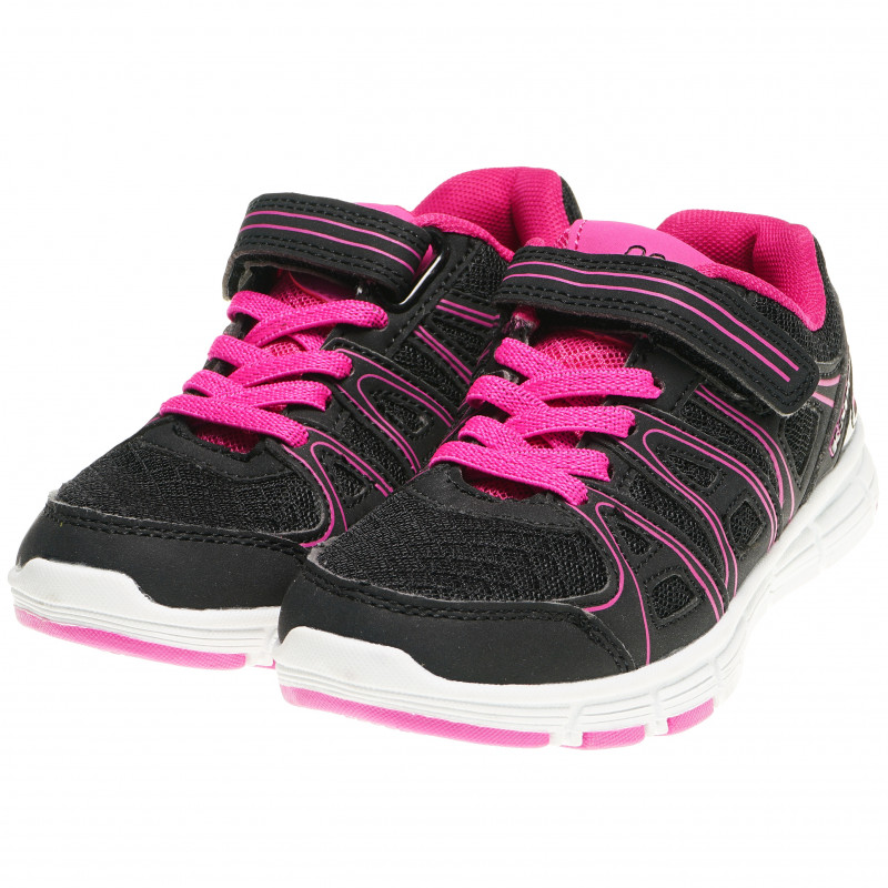 Μαύρα αθλητικά παπούτσια για κορίτσια με ροζ λεπτομέρειες  63273