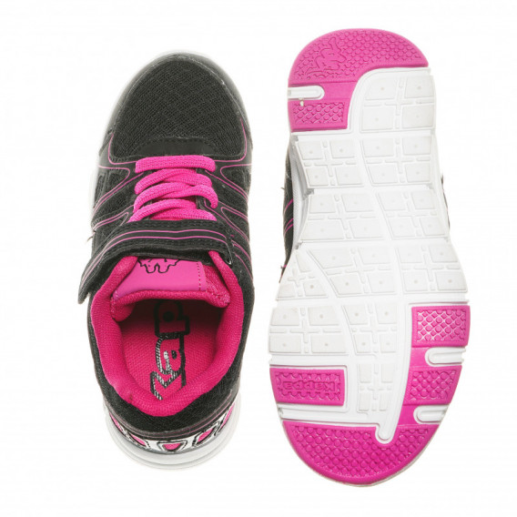 Μαύρα αθλητικά παπούτσια για κορίτσια με ροζ λεπτομέρειες KAPPA 63275 3