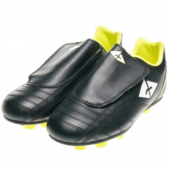 Μαύρα παπούτσια ποδοσφαίρου με κίτρινες λεπτομέρειες και λευκό λογότυπο Athlitech 63309 