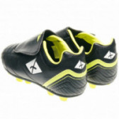 Μαύρα παπούτσια ποδοσφαίρου με κίτρινες λεπτομέρειες και λευκό λογότυπο Athlitech 63310 2
