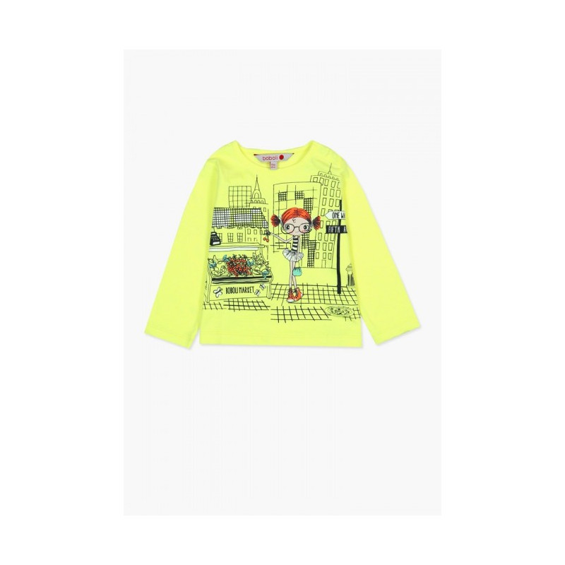 Κίτρινη μακρυμάνικη μπλούζα με φωτογραφία για κορίτσι  64739