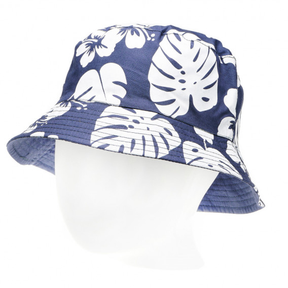 Καπέλο με πλατύ γείσο, σε μπλε χρώμα με λευκά φλοράλ σχέδια, για κορίτσι Wanabee 65127 