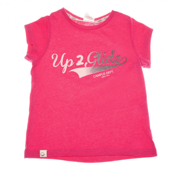 Up 2 Glide Ροζ κοντομάνικη μπλούζα με ασημί επιγραφή για κορίτσι Up 2 glide 66716 