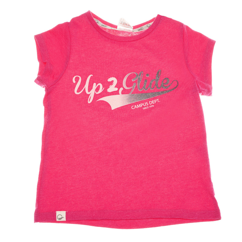 Up 2 Glide Ροζ κοντομάνικη μπλούζα με ασημί επιγραφή για κορίτσι  66716