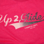 Up 2 Glide Ροζ κοντομάνικη μπλούζα με ασημί επιγραφή για κορίτσι Up 2 glide 66721 3