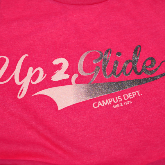 Up 2 Glide Ροζ κοντομάνικη μπλούζα με ασημί επιγραφή για κορίτσι Up 2 glide 66721 3