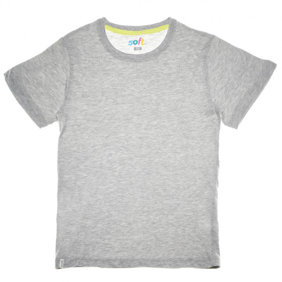 Μαλακό, βαμβακερό, κοντομάνικο μπλούζακι, unisex, σε γκρι χρώμα Soft 67069 