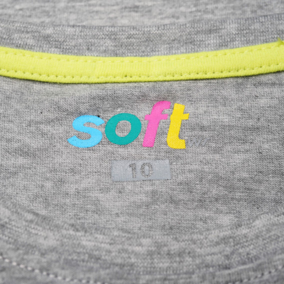Μαλακό, βαμβακερό, κοντομάνικο μπλούζακι, unisex, σε γκρι χρώμα Soft 67073 3
