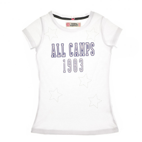 Λευκή κοντομάνικη Μπλούζα για κορίτσια Camps United 67156 