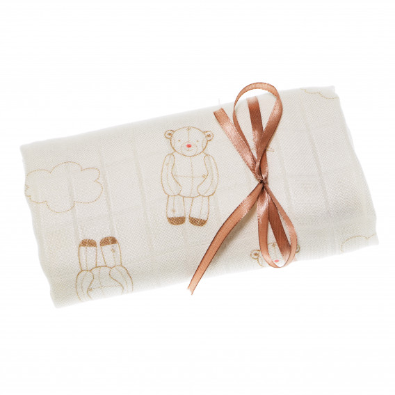 Βαμβακερό πανί μωρού σε λευκό χρώμα με εκτύπωση Pinokio 69052 