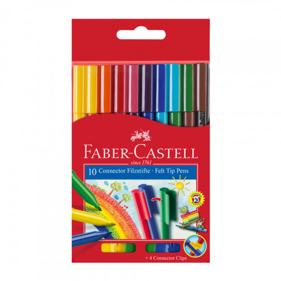 Μαρκαδόροι σε 10 διαφορετικά χρώματα, που συνδέονται μεταξύ τους Faber Castell 70388 
