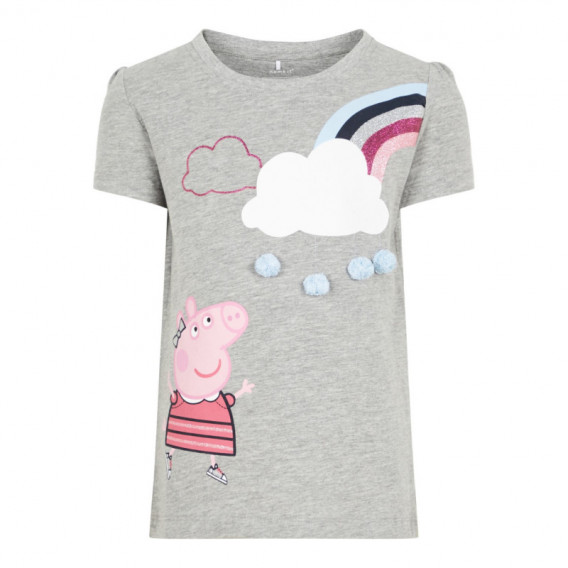 Peppa pig κοντομάνικη βαμβακερή μπλούζα σε γκρι χρώμα Name it 72774 