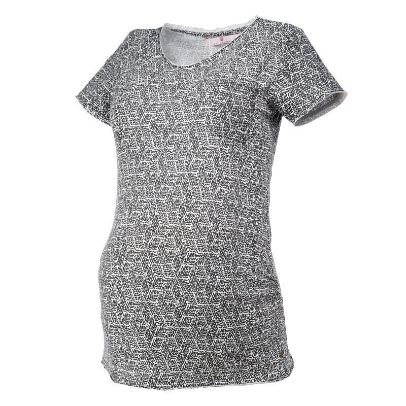 Κοντομάνικη μπλούζα για έγκυες γυναίκες σε γκρι χρώμα με διακριτικό σχέδιο  73325