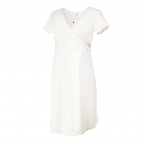Κοντομάνικο φόρεμα για έγκυες γυναίκες σε λευκό χρώμα Bebefield 73461 