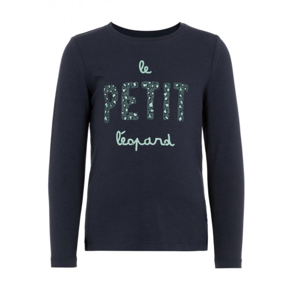 Βαμβακερή μπλούζα PETIT LEOPARD για κορίτσια Name it 76936 