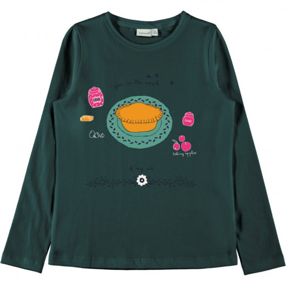 Βαμβακερή μπλούζα για κορίτσι, σε πράσινο χρώμα Name it 76942 