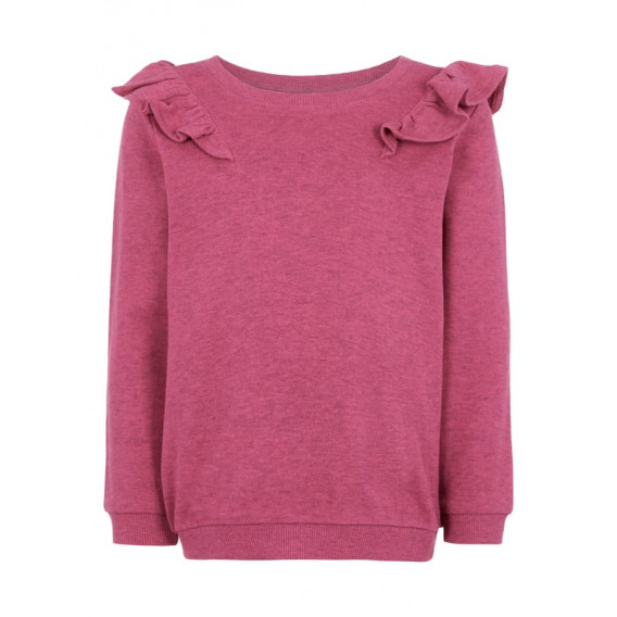 Ροζ βαμβακερή μπλούζα με βολάν στους ώμους για κορίτσι Name it 76960 