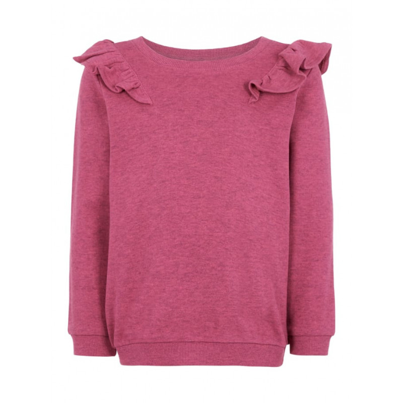 Ροζ βαμβακερή μπλούζα με βολάν στους ώμους για κορίτσι  76960
