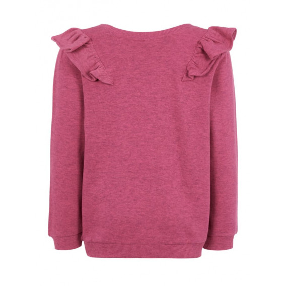 Ροζ βαμβακερή μπλούζα με βολάν στους ώμους για κορίτσι Name it 76961 2