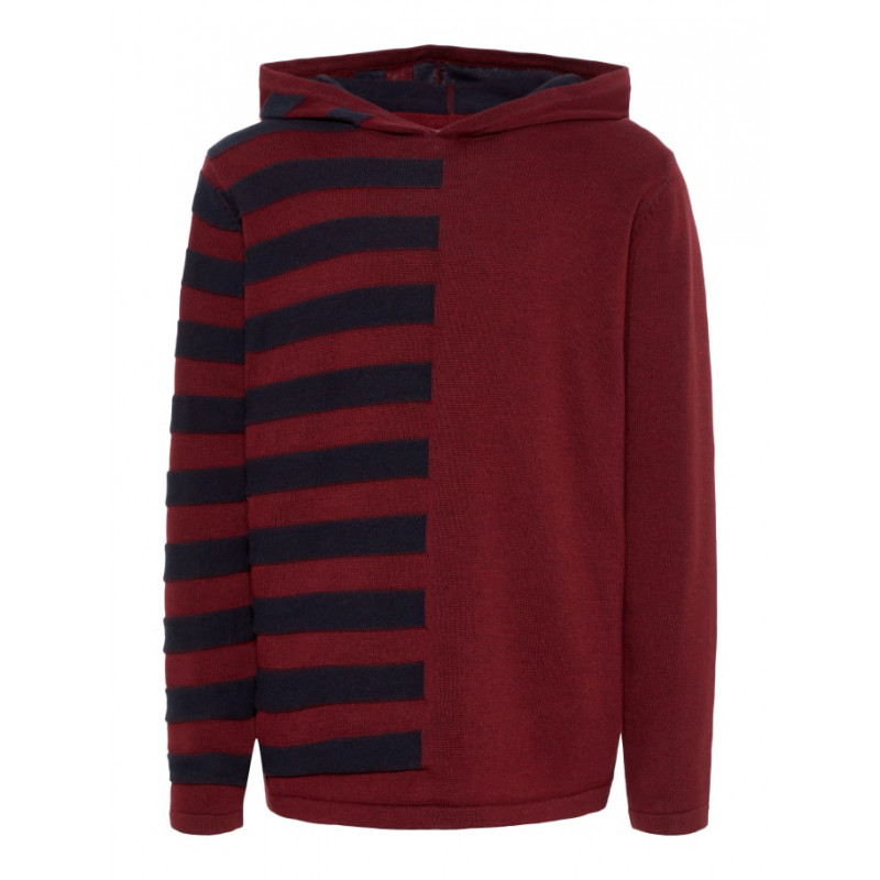 Βαμβακερό πουλόβερ με κουκούλα σε κόκκινο χρώμα για αγόρι  77006