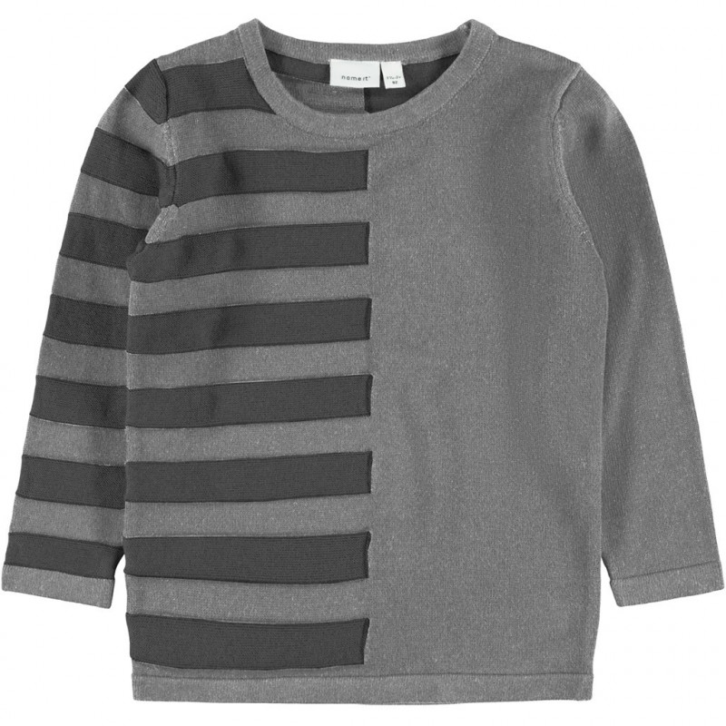 Οργανικό πουλόβερ βαμβακερό γκρι και μαύρο χρώμα για αγόρι  77019