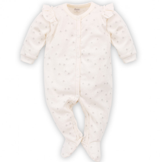 Μακρυμάνικη βαμβακερή φόρμα για μωρά με λαμπερά γκρι αστέρια Pinokio 778 