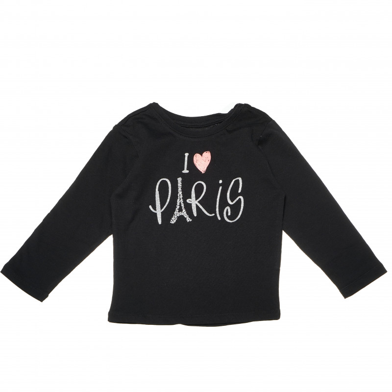Μακρυμάνικη βαμβακερή μπλούζα με επιγραφή και καρδιές, για κορίτσι  80748