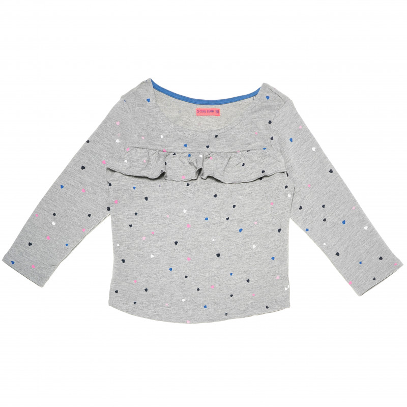 Μακρυμάνικη βαμβακερή μπλούζα με στάμπα καρδιάς για κορίτσι  80919