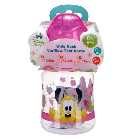 Μπουκάλι τροφοδοσίας πολυπροπυλενίου Minnie Mouse, με πιπίλα 2 σταγόνες, 0+ μήνες, 150 ml, χρώμα: ροζ Minnie Mouse 81759 