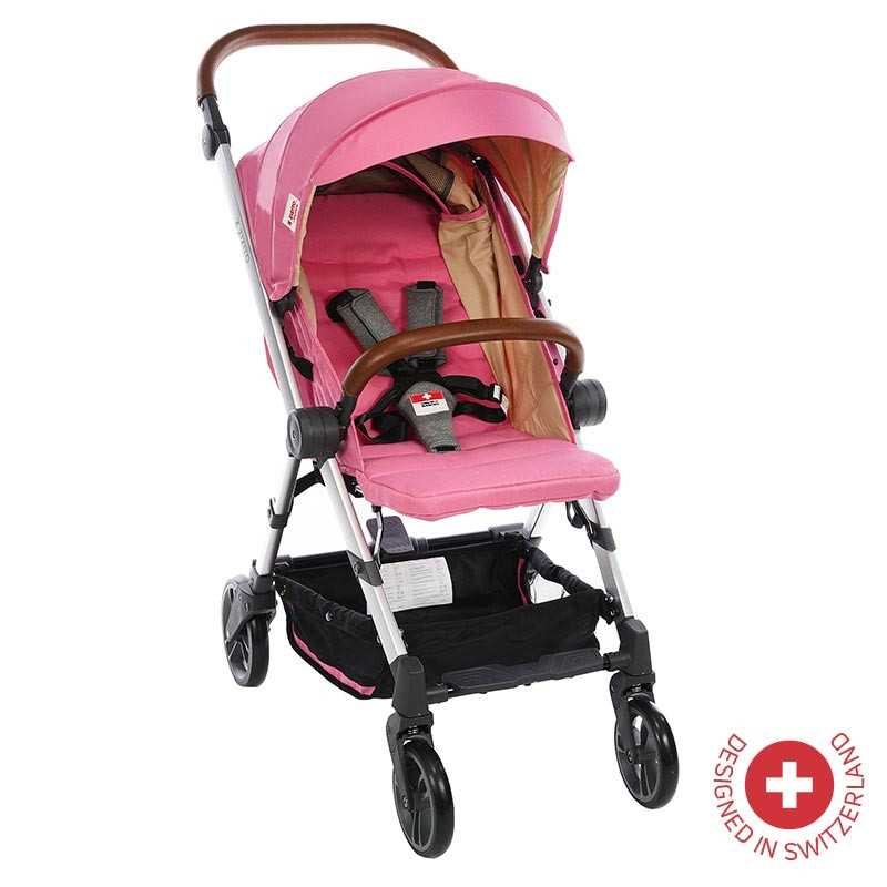 Καρότσι μωρού BIANCHI με ελβετική κατασκευή και σχέδιο, ροζ  81882