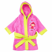 Ροζ μπουρνούζι για ένα κοριτσάκι με χαρούμενη διακόσμηση, ροζ Inter Baby 83432 2