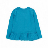 Μπλε βαμβακερή μπλούζα με μακριά μανίκια για κορίτσια με ενδιαφέρουσα λεπτομέρεια Boboli 89105 2