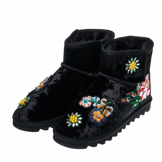 Μπότες Slip-on για κορίτσια με κεντημένα λουλούδια πούλιες Colors Of California 93748 