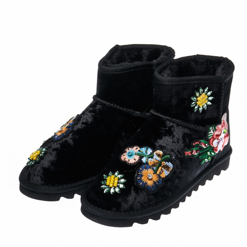 Μπότες Slip-on για κορίτσια με κεντημένα λουλούδια πούλιες  93748
