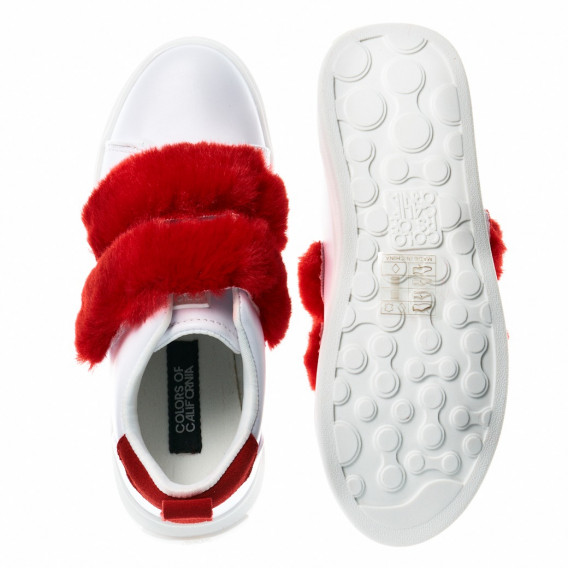 Παπούτσια για κορίτσια σε λευκό με κόκκινο αφράτο Colors Of California 93756 3