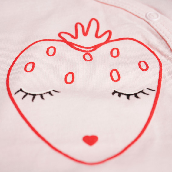 Βαμβακερό, κοντομάνικο φορμάκι με κόκκινη στάμπα φράουλα, για κορίτσι Pinokio 94435 4