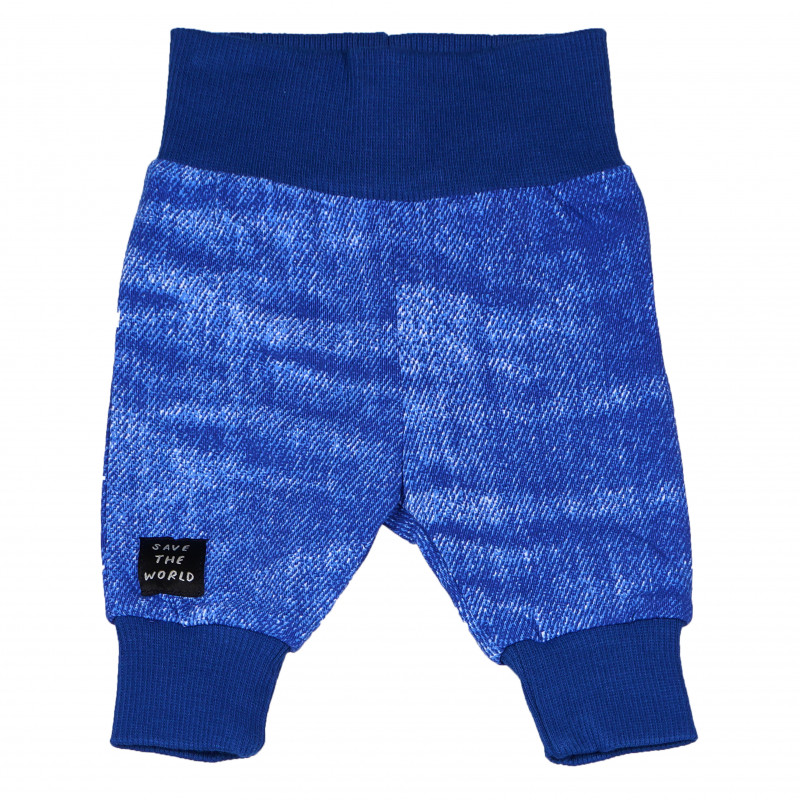 Μπλε, βρεφικό, βαμβακερό παντελόνι με φαρδύ λάστιχο στη μέση, για αγόρι  94552