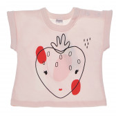 Βρεφικό, κοντομάνικο, βαμβακερό μπλουζάκι, με στάμπα φράουλα, για κορίτσι Pinokio 94621 
