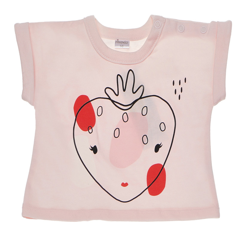 Βρεφικό, κοντομάνικο, βαμβακερό μπλουζάκι, με στάμπα φράουλα, για κορίτσι  94621