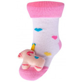 Βαμβακερές κάλτσες με λεπτό ύφασμα και ένα μαλακό παιχνίδι για κορίτσι YO! 9648 5