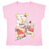 Ροζ t-shirt από οργανικό βαμβάκι, με στάμπα στο στήθος, για κορίτσι Name it 96602 