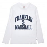 Βαμβακερή μακρυμάνικη μπλούζα, σε λευκό χρώμα, με λογότυπο, για αγόρι Franklin & Marshall 96631 