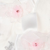 Λευκές κάλτσες διακοσμημένες με μεγάλη κορδέλα και λεπτό ροζ λουλούδι Picolla Speranza 96764 2