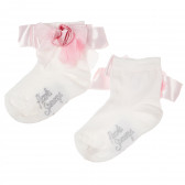 Κάλτσες για κοριτσάκι με σατέν κορδέλα και λεπτό ροζ λουλούδι Picolla Speranza 96769 