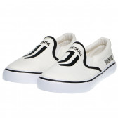 Λευκά πάνινα παπούτσια με μαύρα σχέδια για αγόρι Arnetta 97245 